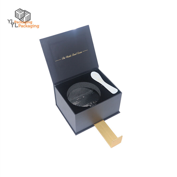 luxury high quality  black caviar box manufacturer that can put ice bag
