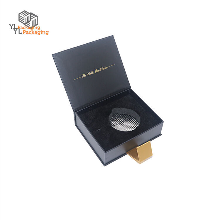 caviar presentation box front open