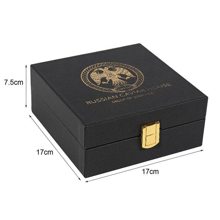 high quality pu leather caviar packaging box with EVA Inside