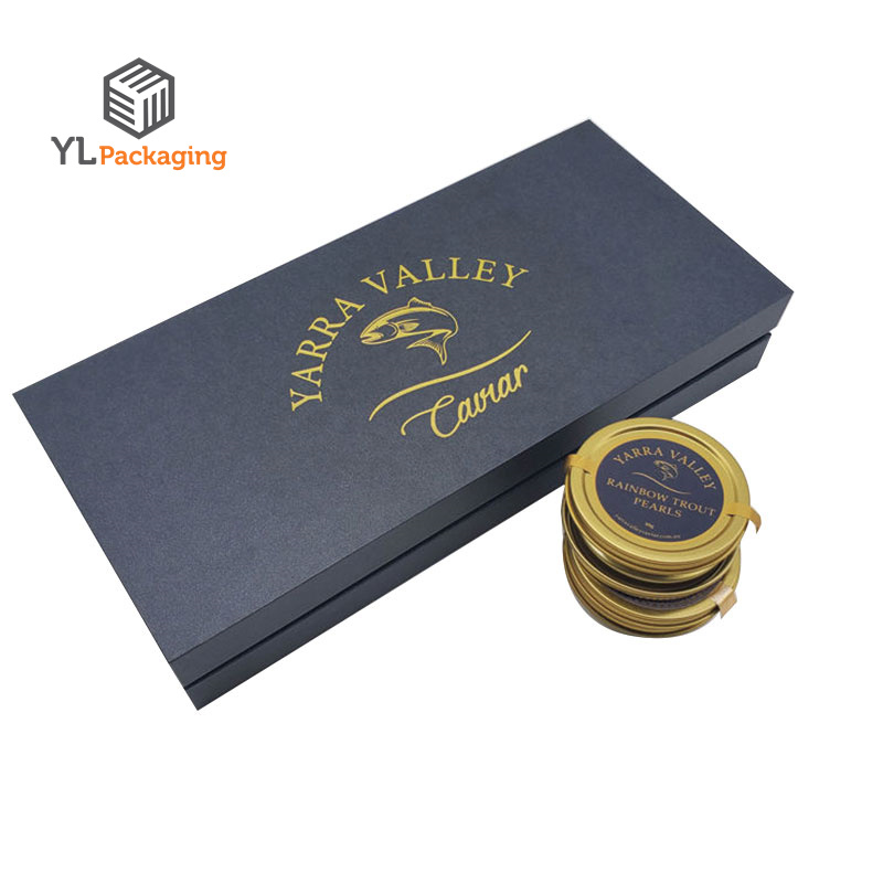 Custom Low Price Black Kraft Caviar  Gift Box With Lid
