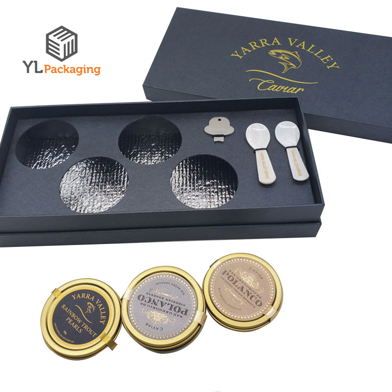 Custom Low Price Black Kraft Caviar  Gift Box With Lid