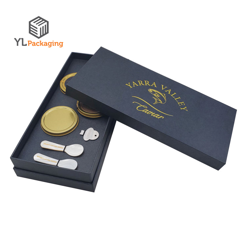 Custom Low Price Black Kraft Caviar  Gift Box With Lid