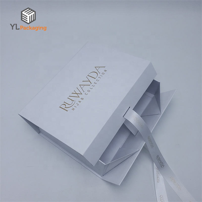 folding gift box with ribbon open