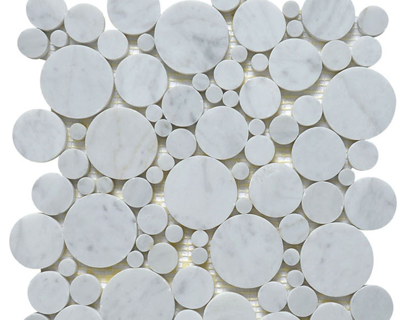 Penny round statuary white marble mosaic tile collection wholesale 