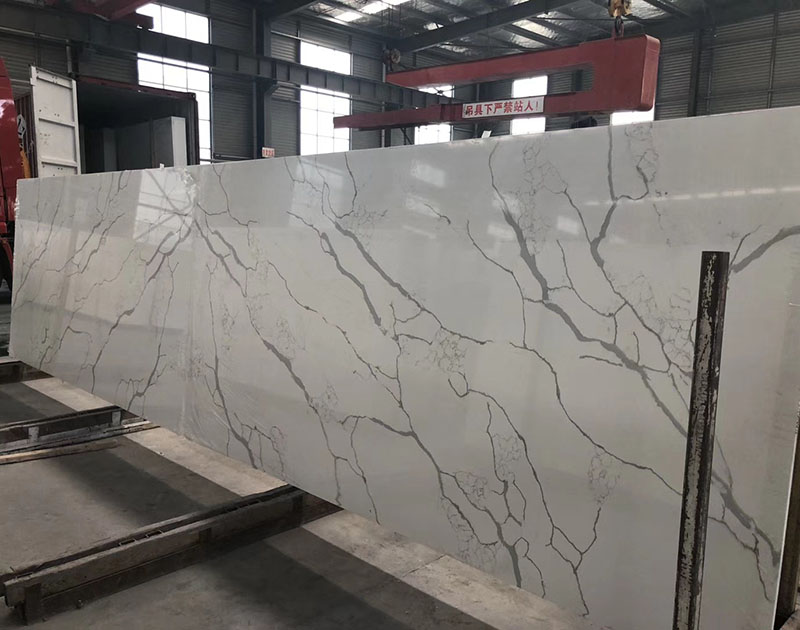 High density quartz stone polished surface marble look quartz stone Calacatta white