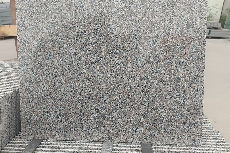Pale pink granite paving
