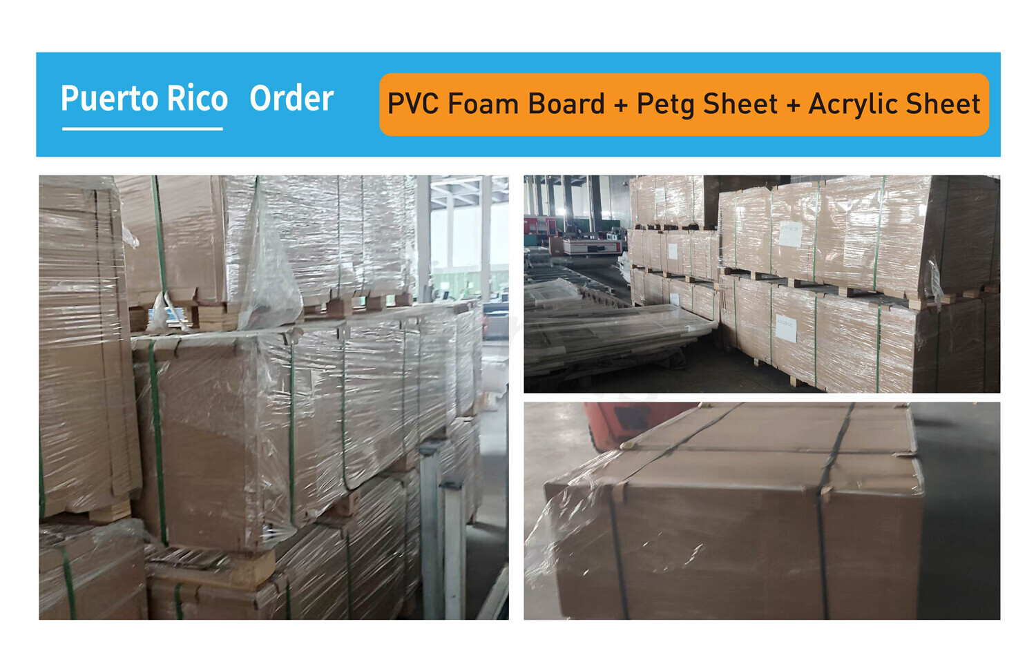 Espuma de PVC, PETG y láminas acrílicas enviadas a Puerto Rico