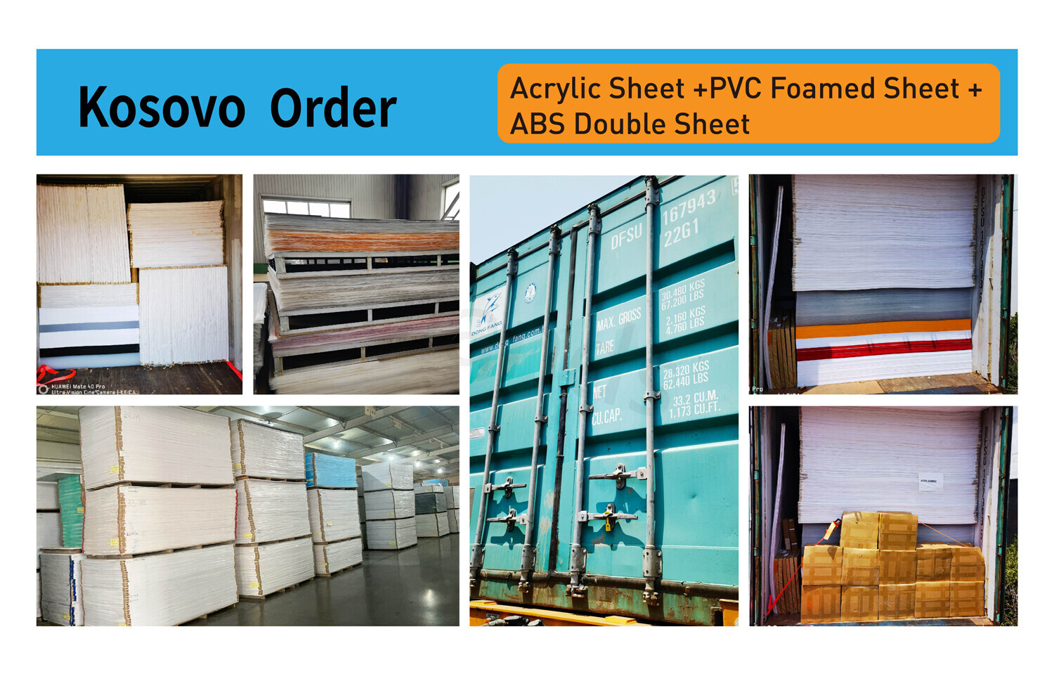 Kosovo Encargo Envío de planchas de acrílico, PVC y ABS