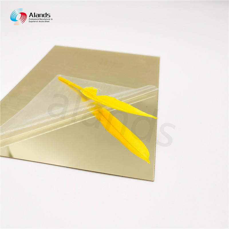 Tabla de plástico acrílico espejado de 2 mm en colores dorado y plateado para corte láser