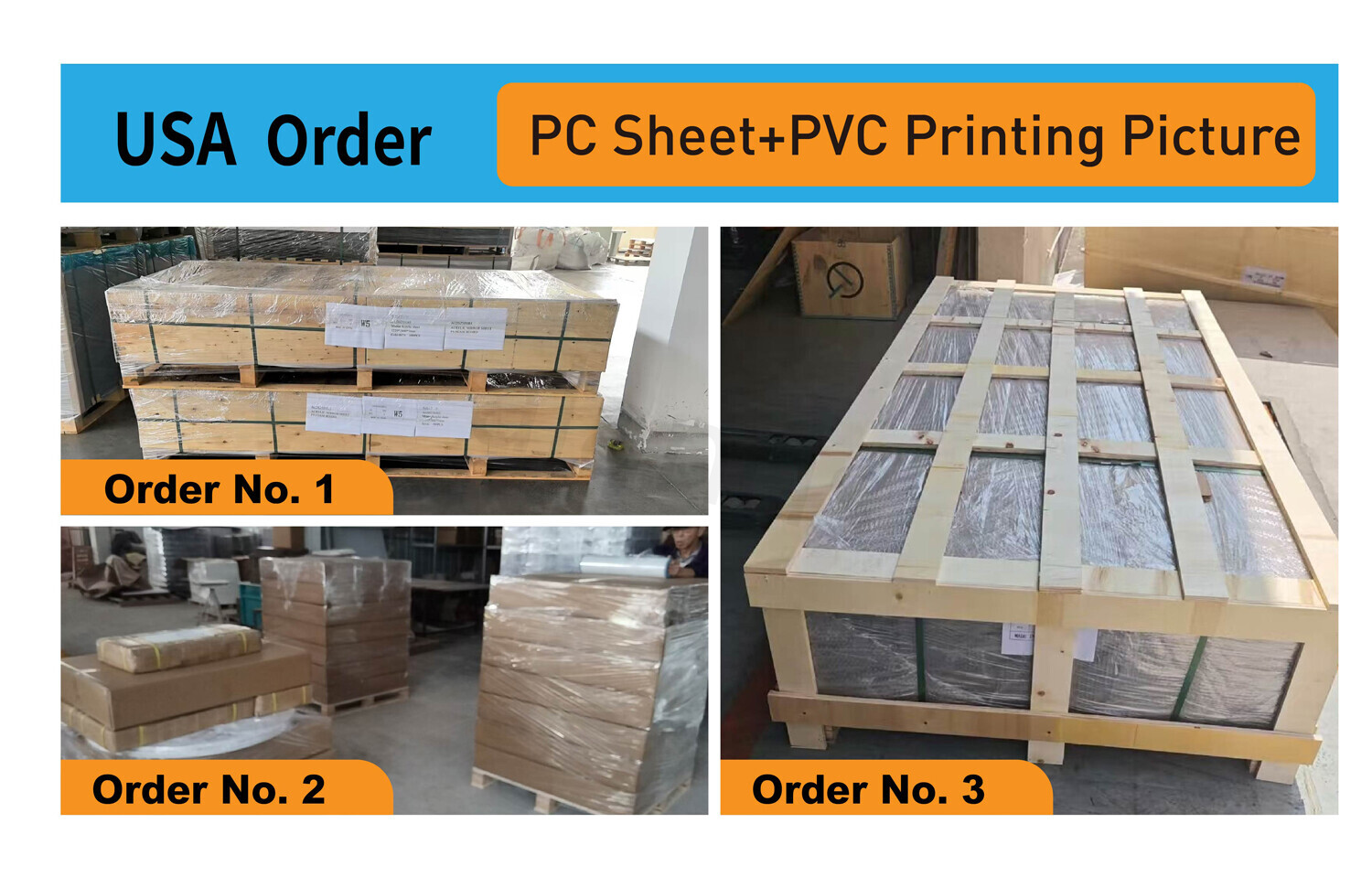 USA Order Shipped - PC Sheet and PVC Printing Picture Panels