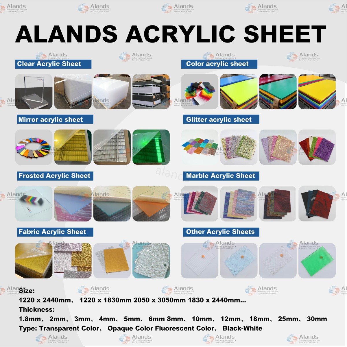 Guide de la feuille acrylique Alands : Types, caractéristiques et applications