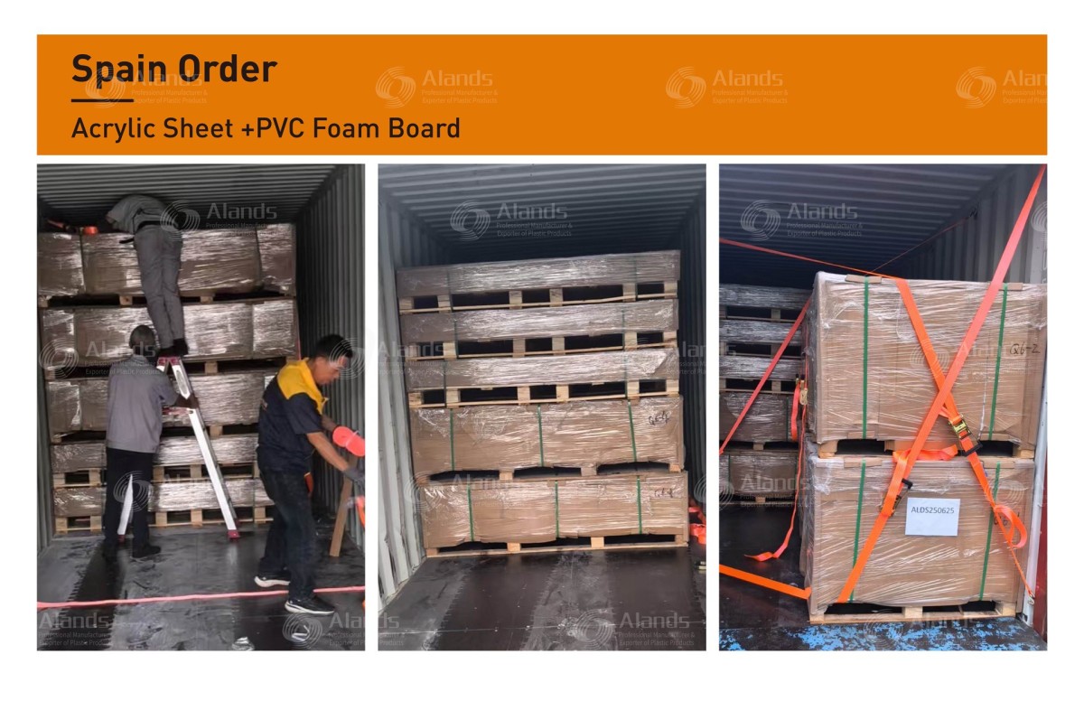 Acrylic Sheets and PVC Foam Board Shipment to Spain