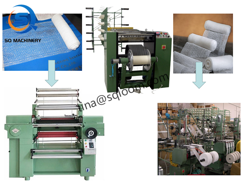 Elastic bandage knitting machine production line