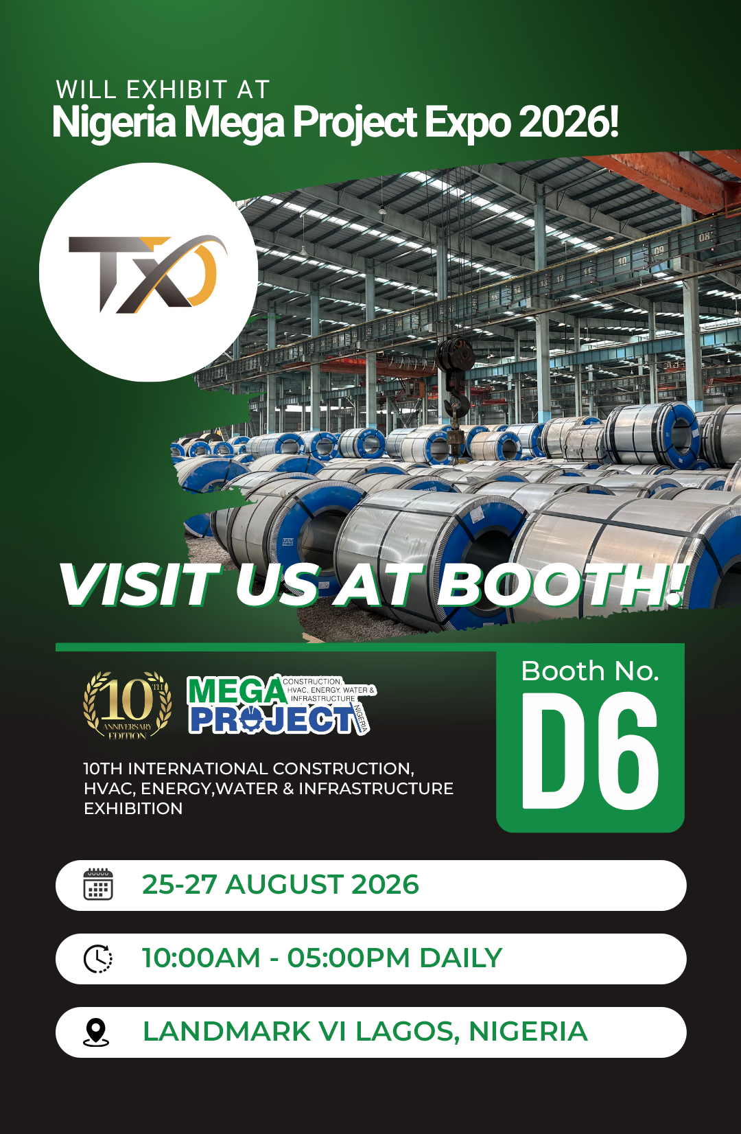 Invitation｜Meet TXD at Nigeria Mega Project Expo 2026, Booth D6