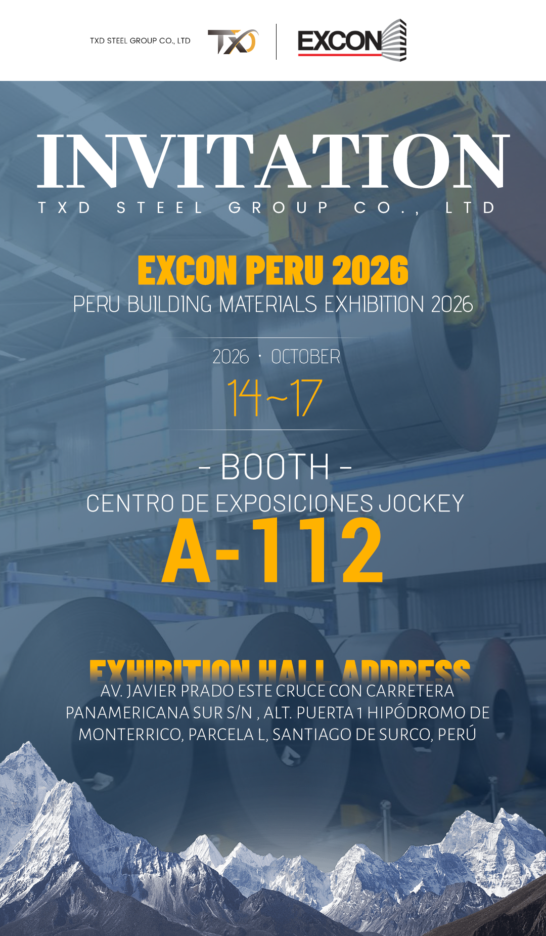 Invitation: Meet TXD Steel Group at EXCON PERU 2026