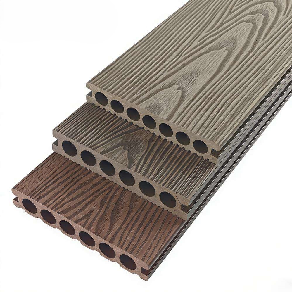 Waterproof UV-Resistant WPC Decking Wide 3D Embossed Wood Plastic
