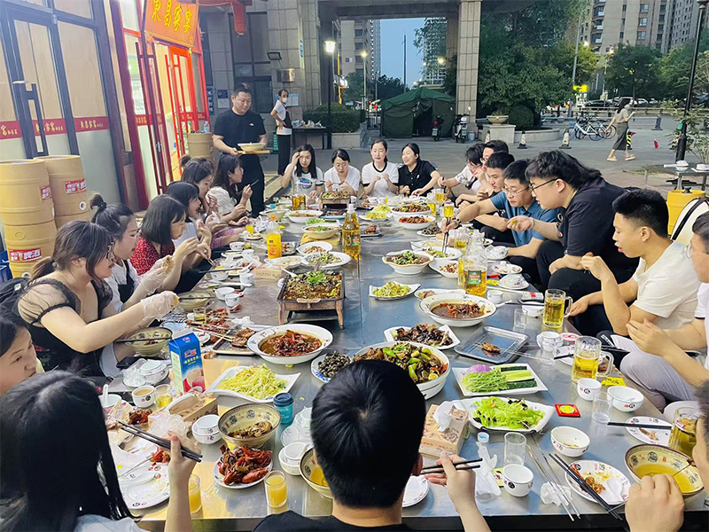 Company dinner party in May,