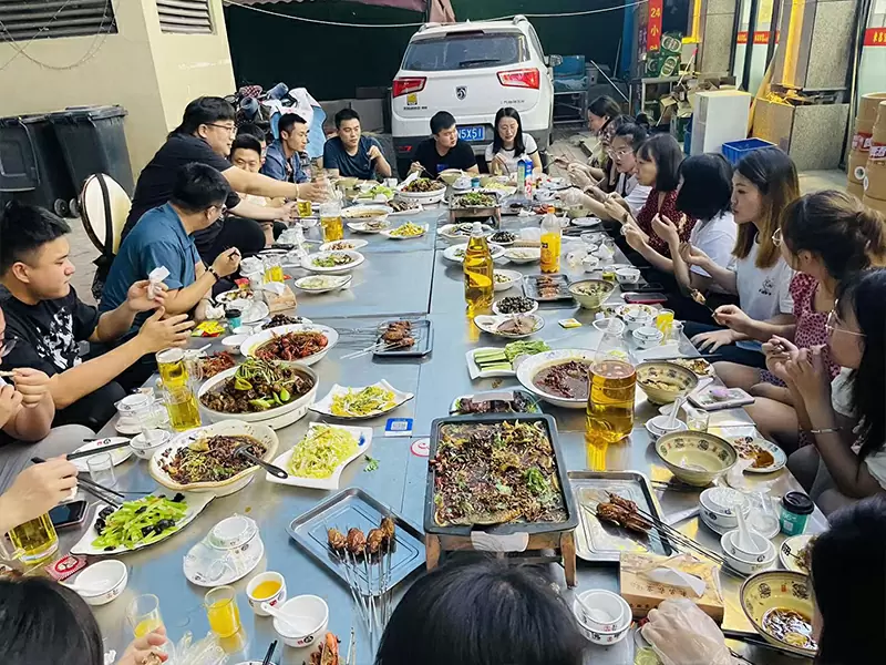 Company dinner party in May,