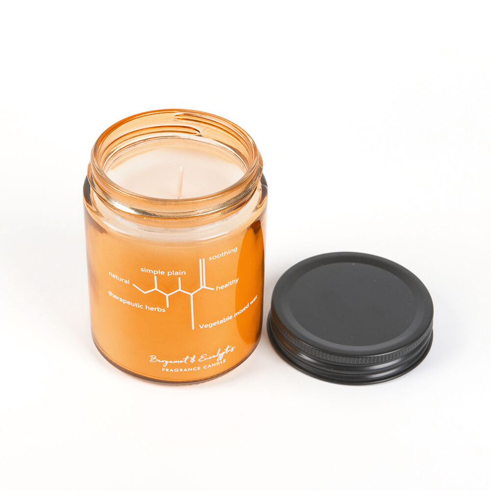 Private label OEM Home decorative Gift Vintage Soy wax candle Luxury Amber Brown Jar Glass candle Scented Candle