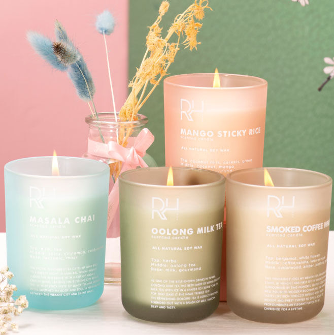 Wholesale Luxury Private Label Frosted Glass Jar Soy Wax Scented Candle