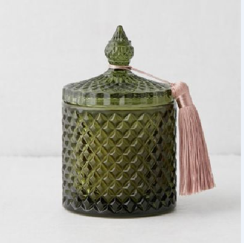 Soy wax glass scented candle with glass lid