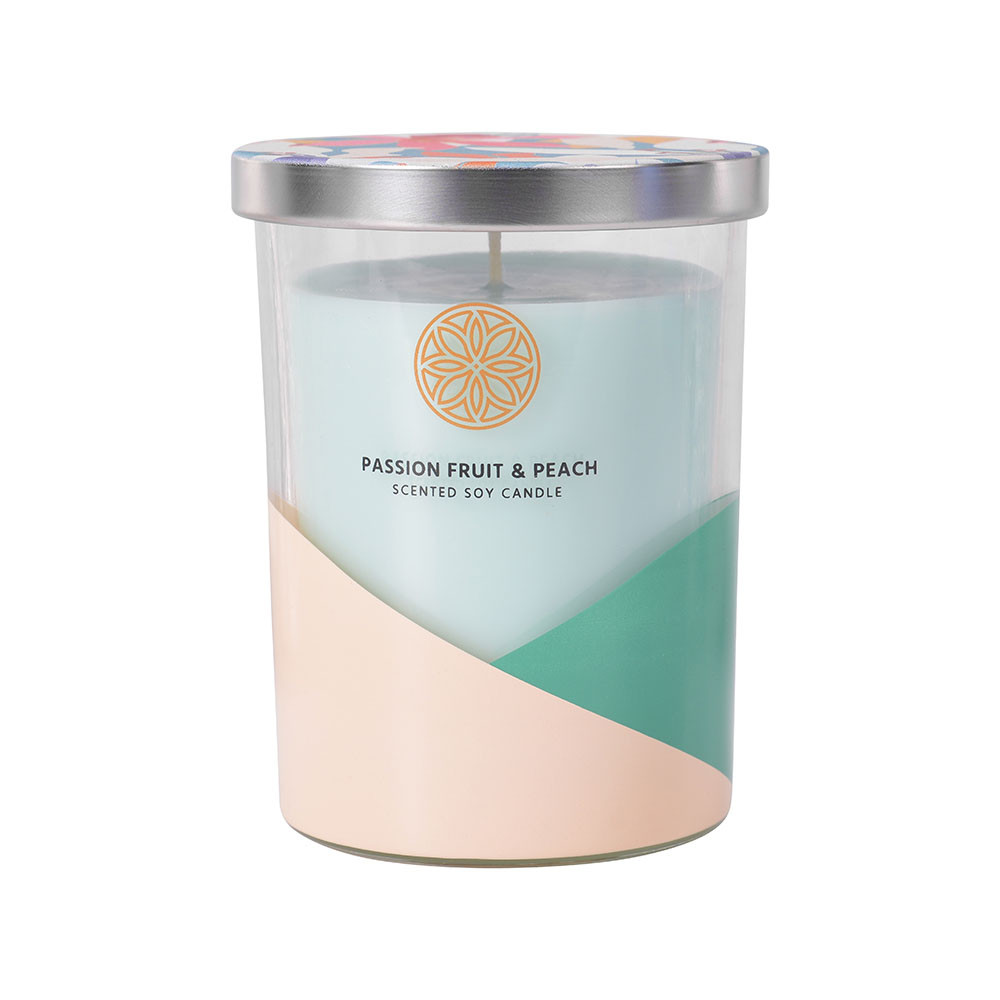 private label decal custom glass jar soy essential oil fragrance candle with metal lid