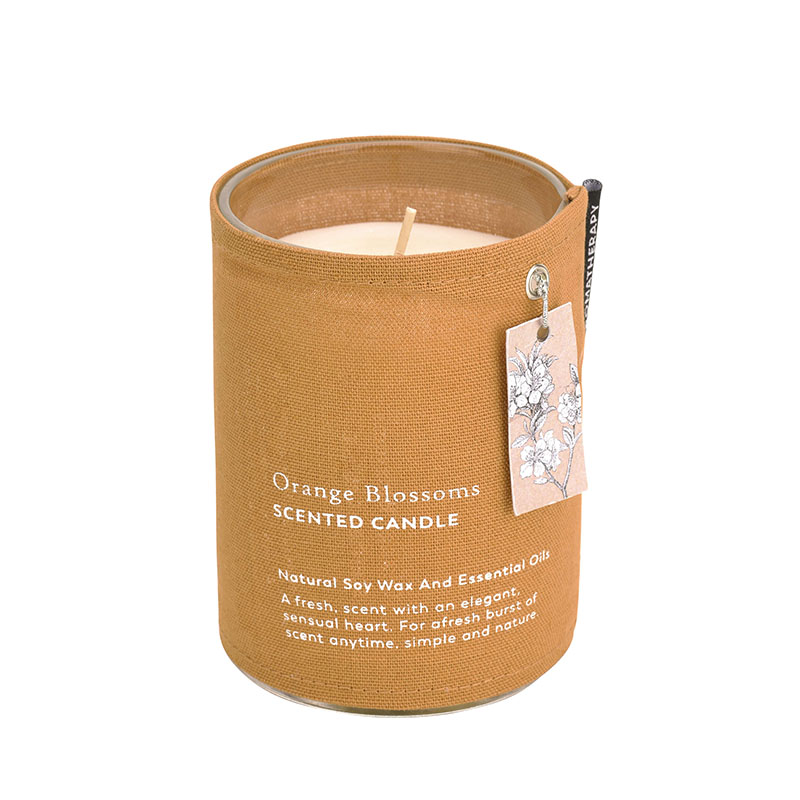 Home Decoration Custom Scented Candle In Glass Jar In Cotton Bag