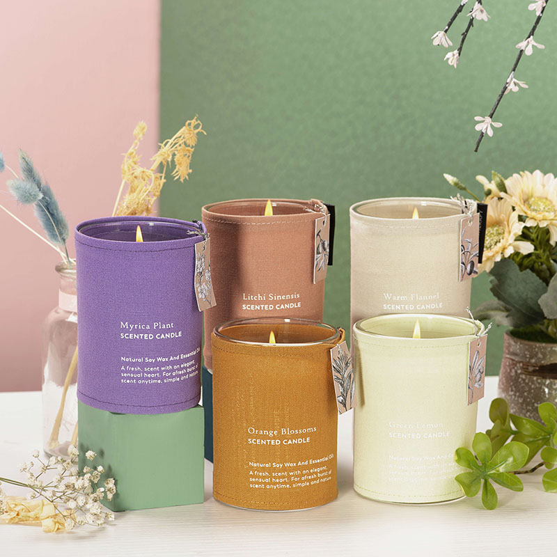 Home Decoration Custom Scented Candle In Glass Jar In Cotton Bag