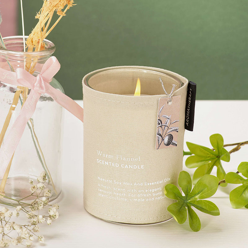 Home Decoration Custom Scented Candle In Glass Jar In Cotton Bag