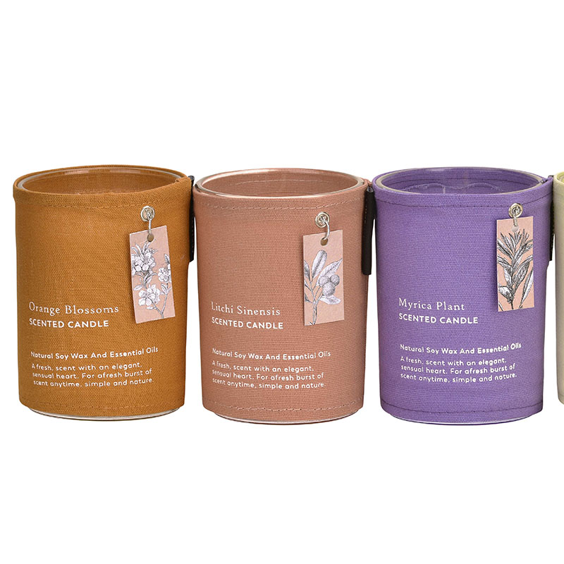 Home Decoration Custom Scented Candle In Glass Jar In Cotton Bag