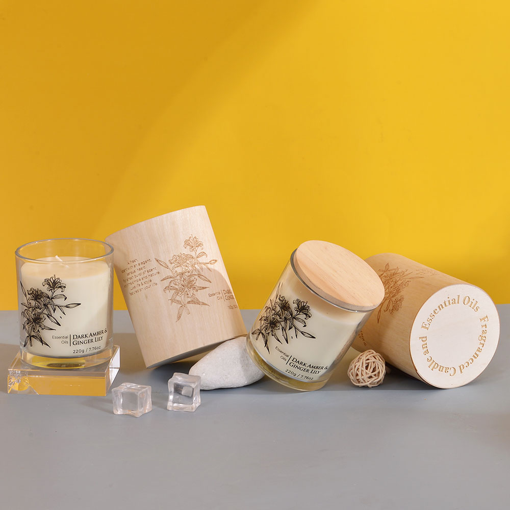 China Factory custom decal natural soy wax fragrance candle 