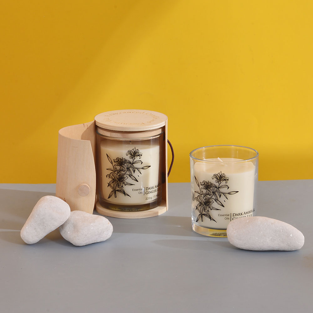 China Factory custom decal natural soy wax fragrance candle 