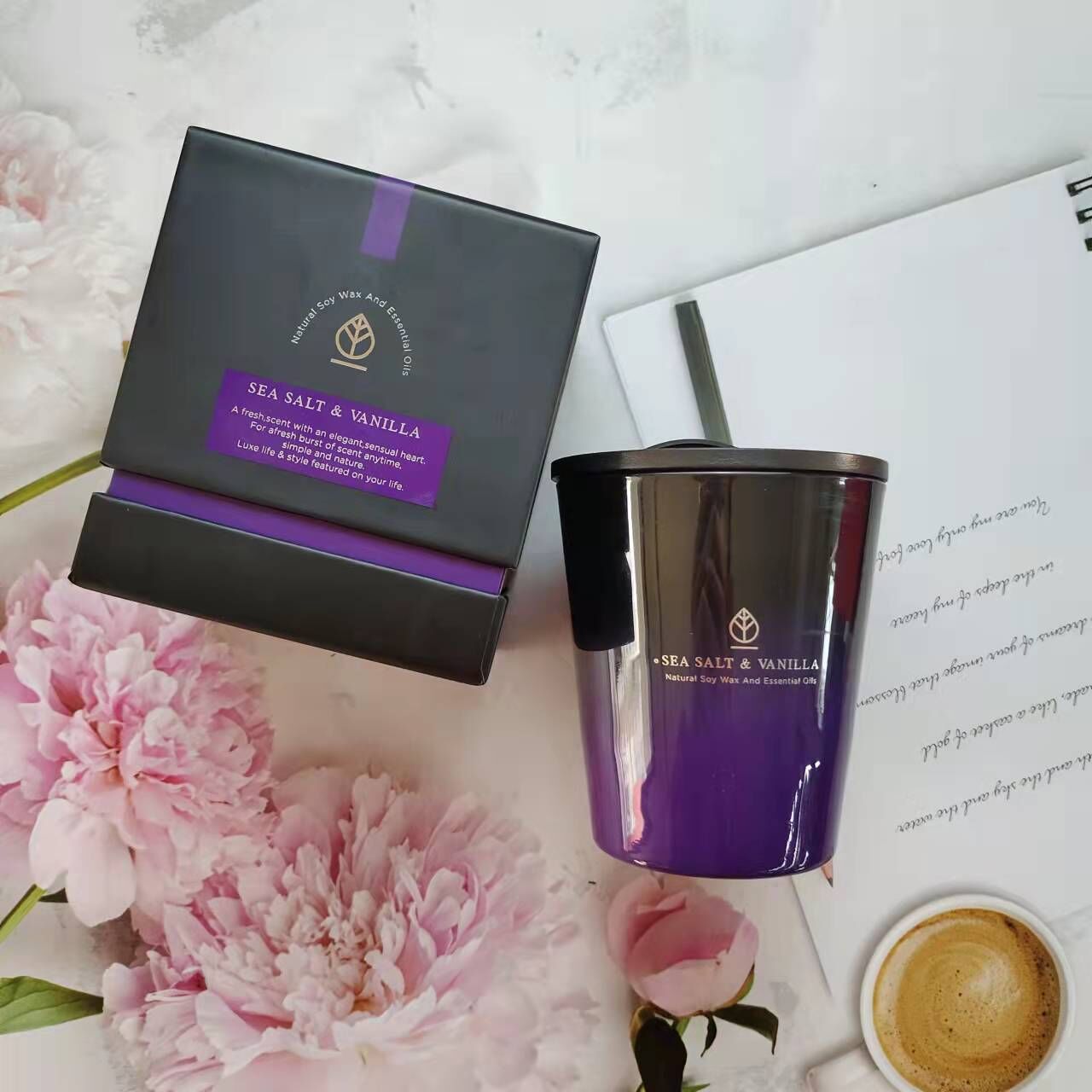 Luxury Gift Box Scented Candle private label and metai lid