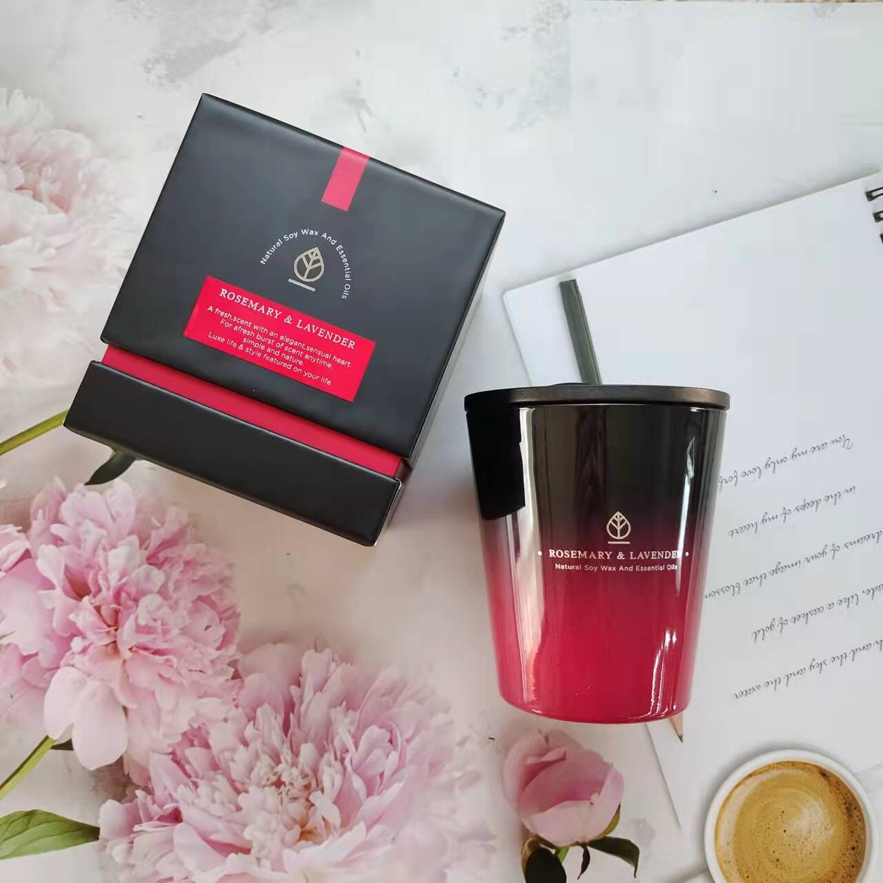 Luxury Gift Box Scented Candle private label and metai lid