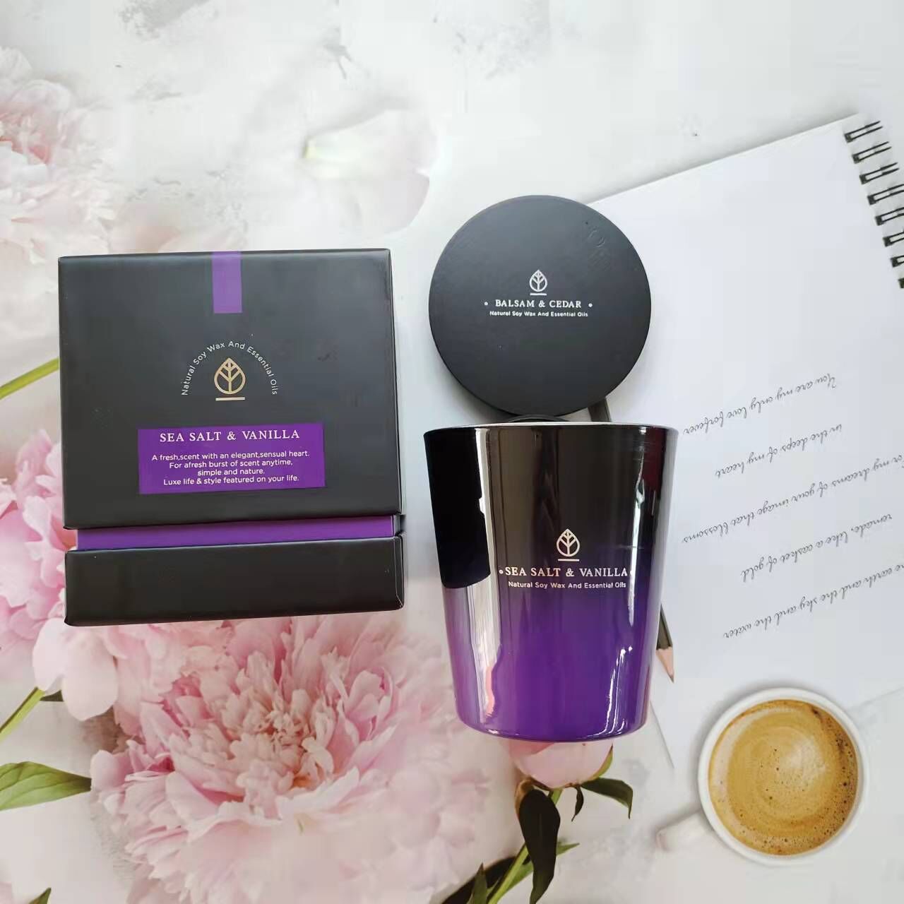 Luxury Gift Box Scented Candle private label and metai lid