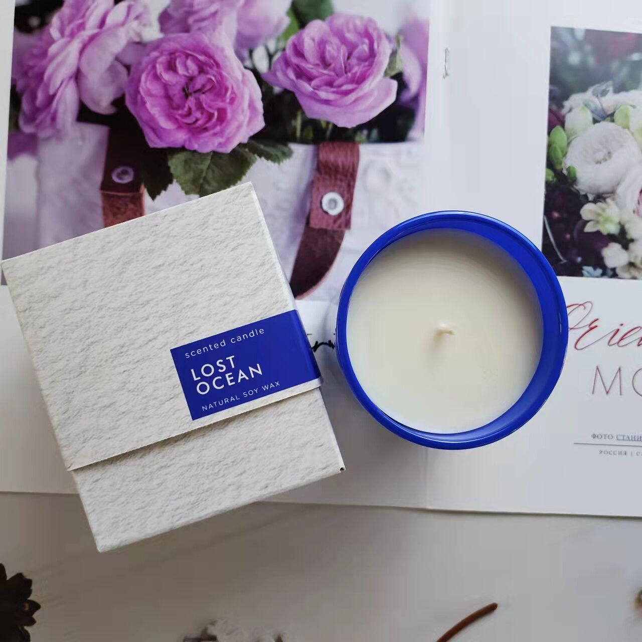 Wholesale soy wax private label scented candles with wood lid
