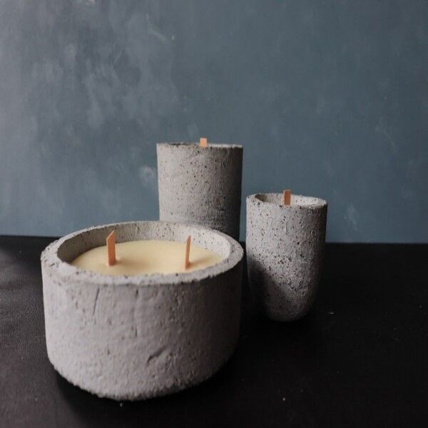 Luxury Scented Cement Holder Classic Candle Home Decoration Natural Essential Oil Wood wick