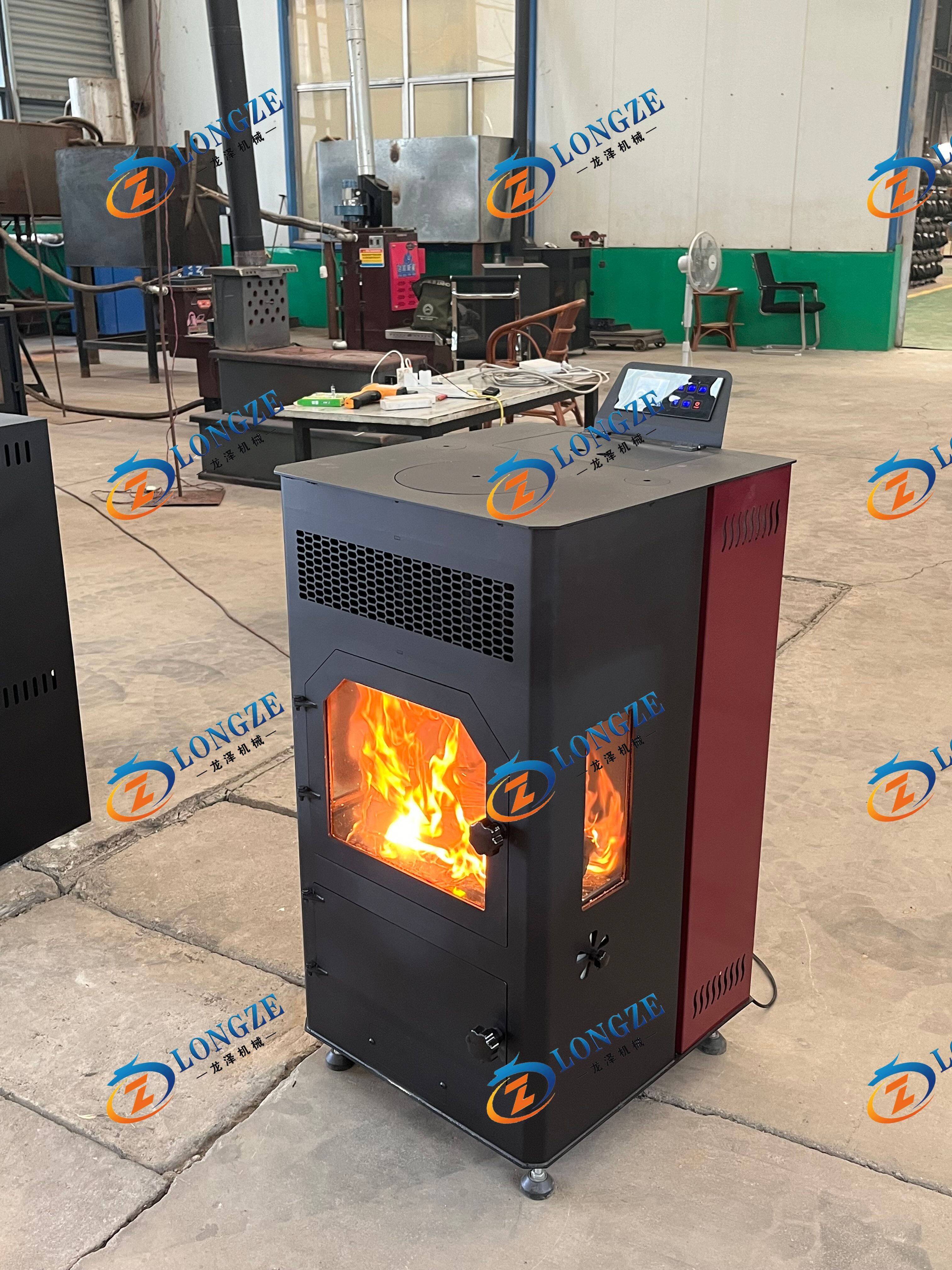 SHANDONG LONGZE ~Fireplcae with pellets and wood burning on three side