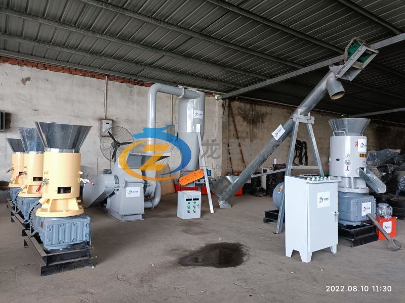 wood pellet making simple line.jpg Send 30kw SKJ350 wood pellet machine and 15kw SG50 hammer mill to domestic customer