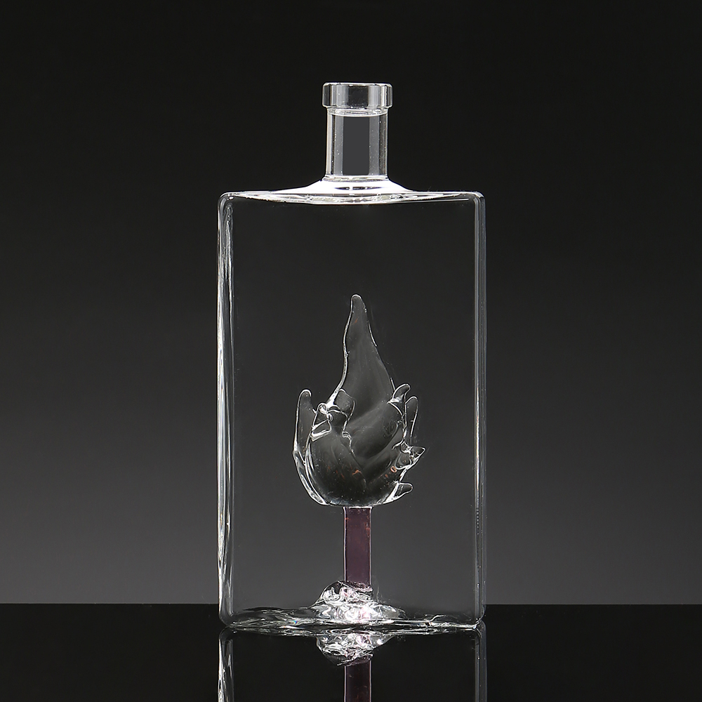 Flame glass bottle
