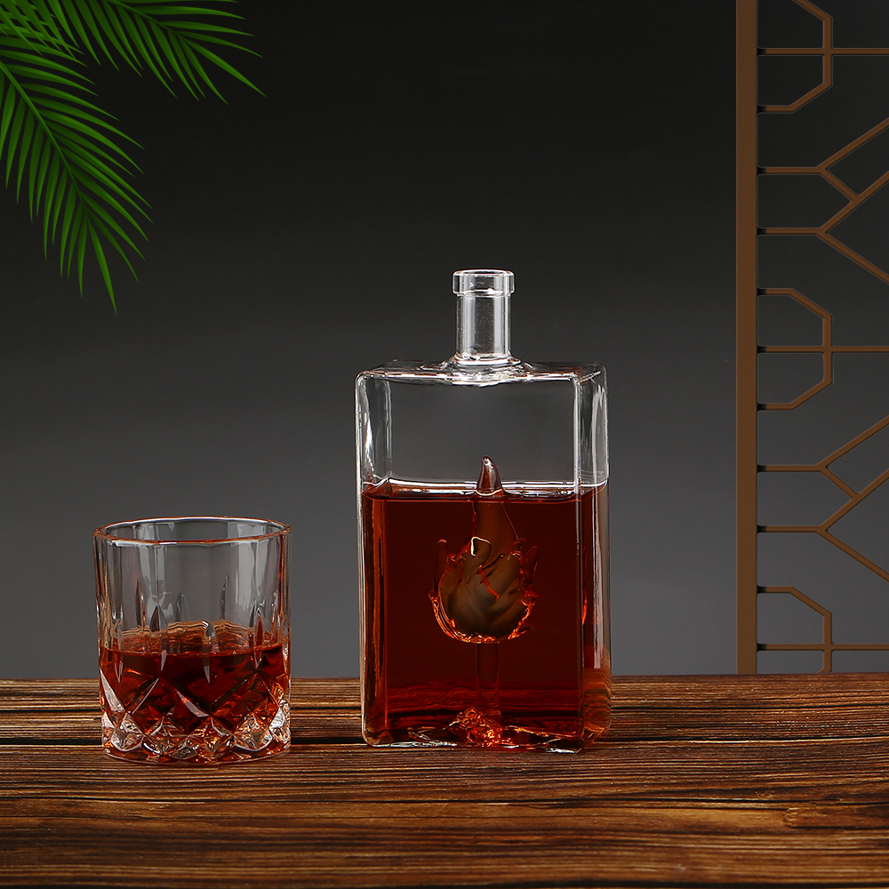 Flame glass bottle