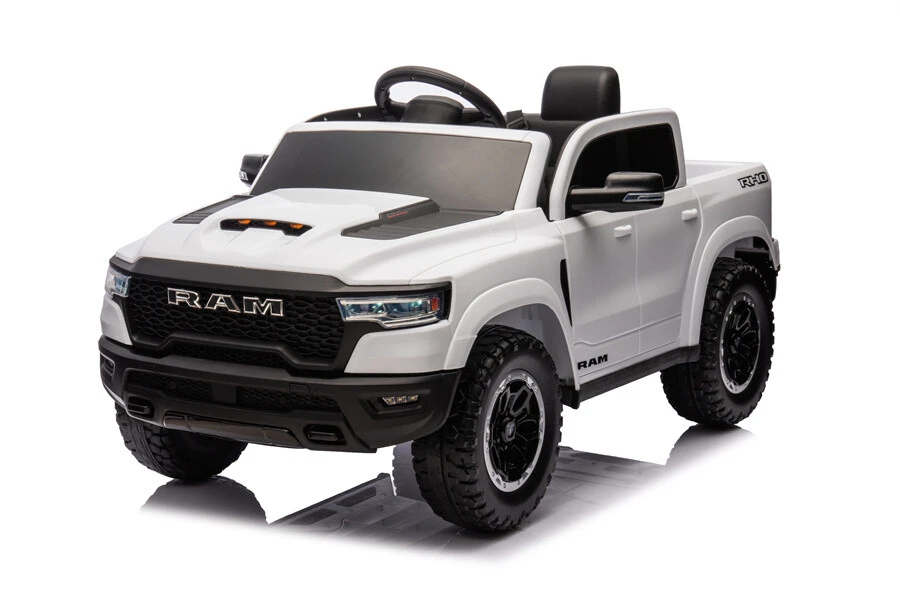 24V 4X4 Ride on Car Truck,Licensed Dodge RAM Battery Powered Electric Vehicle, w/Parent Remote, EVA wheels, LED Lights, Openable Doors, MP3 Player, Smooth Start, 3 Speeds - Black
