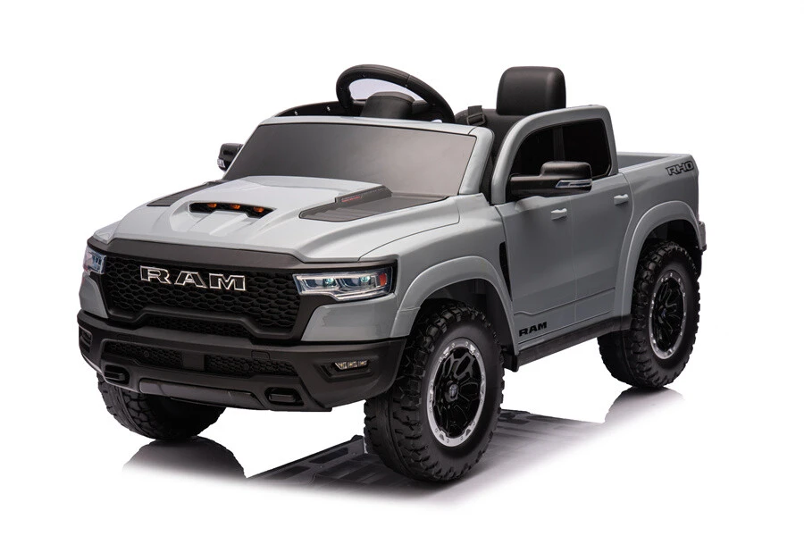 24V 4X4 Ride on Car Truck,Licensed Dodge RAM Battery Powered Electric Vehicle, w/Parent Remote, EVA wheels, LED Lights, Openable Doors, MP3 Player, Smooth Start, 3 Speeds - Black