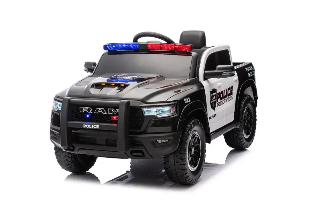 DODGE RAM Police Car Ride on 12V Electric Car for Kids Battery Powered Ride-on Toys Cop Cars with Remote Control, Siren, Flashing Lights, Music, Bluetooth, Spring Suspension 4