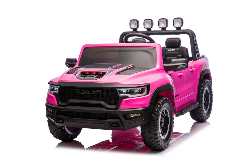 RAM 24V Kids Ride on Car With Two Seats, Electric Off-Road Truck With 4X4 motors, Spotlights and Frame,3-points Safety Belt,Power Vehicles Wheels for Boys Girls