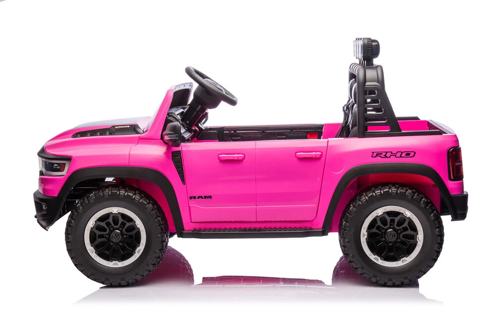 RAM 24V Kids Ride on Car With Two Seats, Electric Off-Road Truck With 4X4 motors, Spotlights and Frame, 3-points Safety Belt, Power Vehicles Wheels for Boys Girls 3
