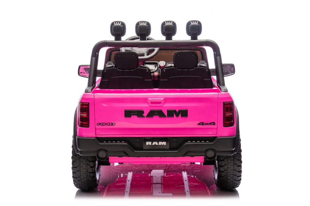 RAM 24V Kids Ride on Car With Two Seats, Electric Off-Road Truck With 4X4 motors, Spotlights and Frame, 3-points Safety Belt, Power Vehicles Wheels for Boys Girls 4