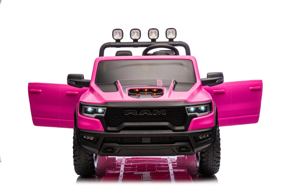 RAM 24V Kids Ride on Car With Two Seats, Electric Off-Road Truck With 4X4 motors, Spotlights and Frame, 3-points Safety Belt, Power Vehicles Wheels for Boys Girls 5