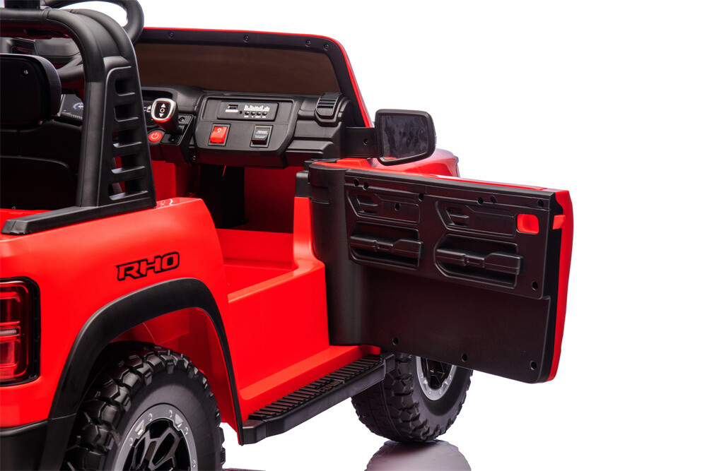 24V 10A RAM Kids Ride on Toy for Big Kids, 4WD 2 Seater Ride On Electric Vehilces with 4 Motors, Remote Control, 3-points Safety Belts,  Bluetooth, Pickup truck tailgate, Power Vehicles Wheels for Boys and Girls