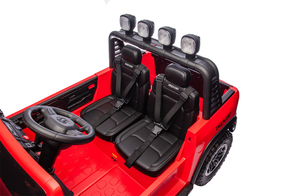 24V 10A RAM Kids Ride on Toy for Big Kids, 4WD 2 Seater Ride On Electric Vehilces with 4 Motors, Remote Control, 3-points Safety Belts,  Bluetooth, Pickup truck tailgate, Power Vehicles Wheels for Boys and Girls